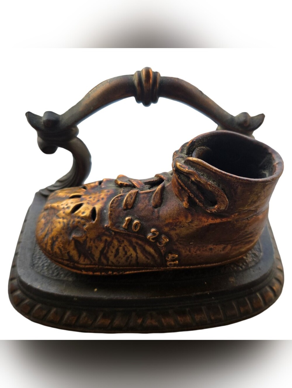 Bronze Baby Shoe Book-End From 1948 Vintage